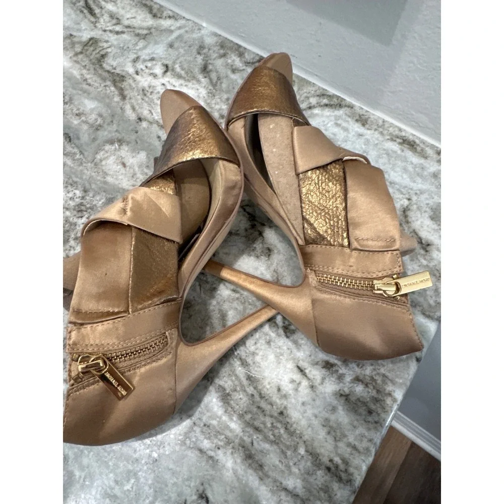 Michael Michael Kors Elena peep-toe sandals nude satin embossed leather design 6